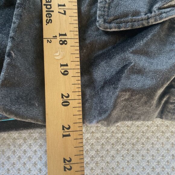 Abercrombie & Fitch Blazer Womens Medium Gray Blue Velvet Velour Cropped Jacket - Picture 13 of 15